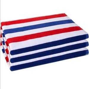 Set of 3 red, white and blue stripes towels